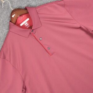 Greg Norman ML75 Play Dry Mens Large Red Heather Striped Short Sleeve Golf Polo